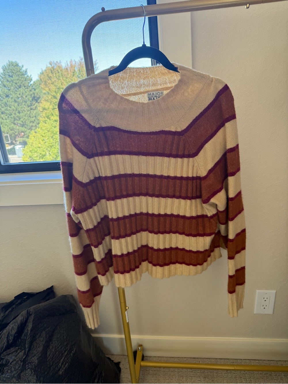Striped Scoopneck Sweater - Cream & Brown